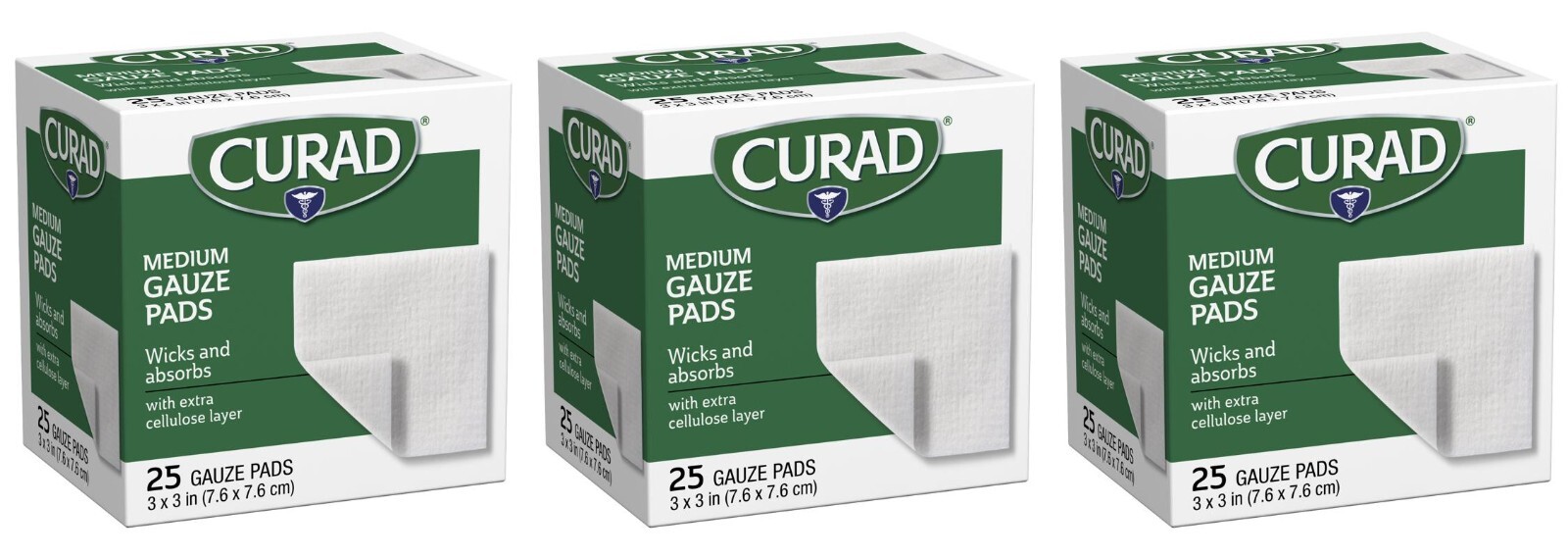Lot of @ Curad Sterile Medium Pro-Gauze Gauze Pads 3″ x 3″, 25 ea, 3 pack