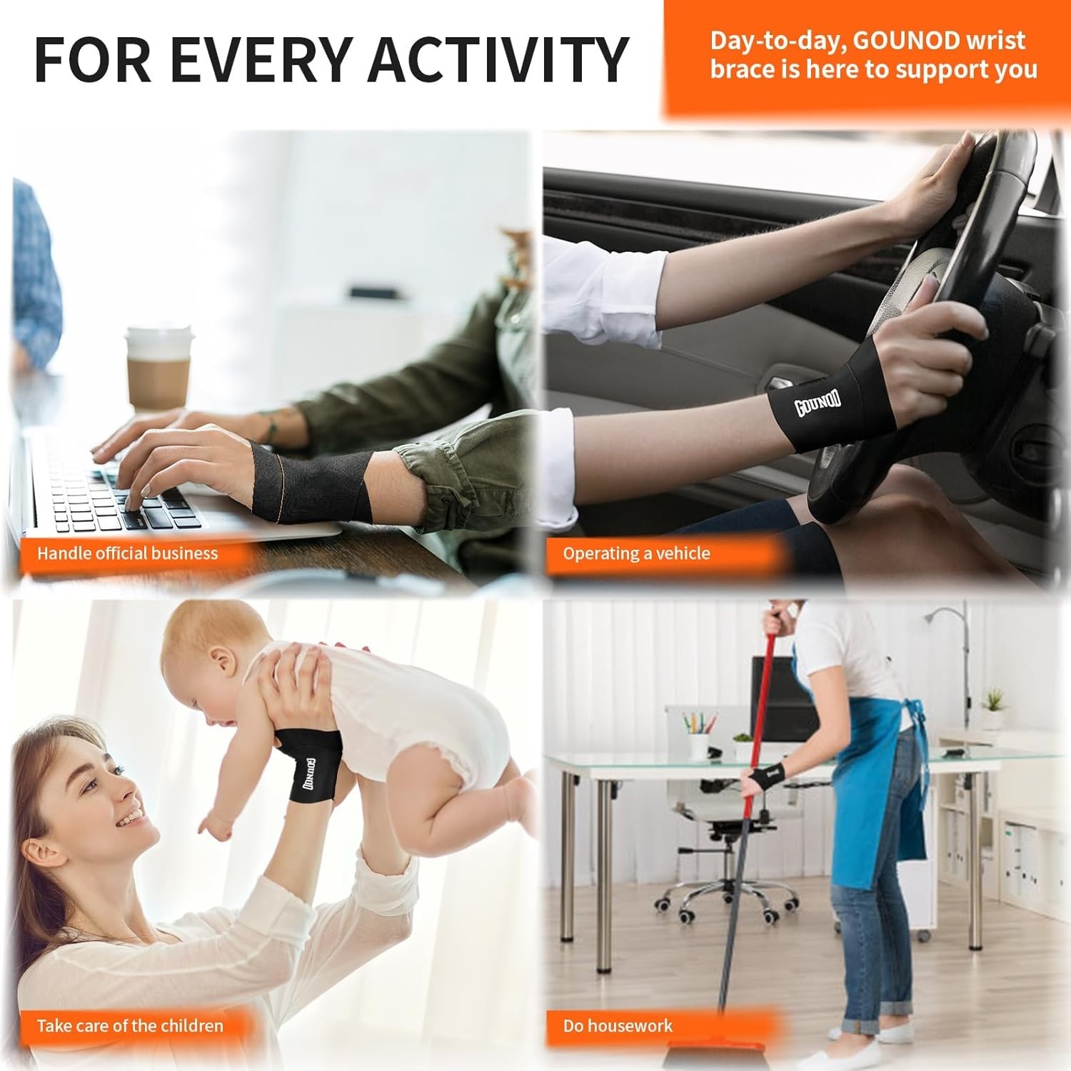 2 Pcs Wrist Brace Support Compression Sleeve Arthritis Gym Carpal Tunnel Hand US