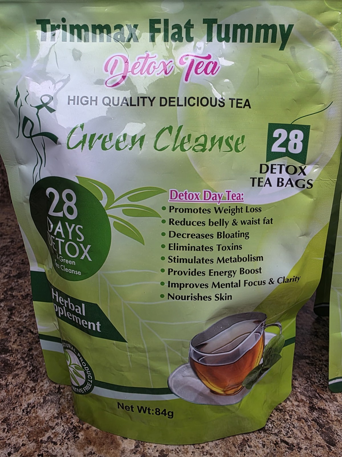 Trimmax Flat Tummy Detox Tea Green Cleanse 28 Days Senna Garcinia 84g