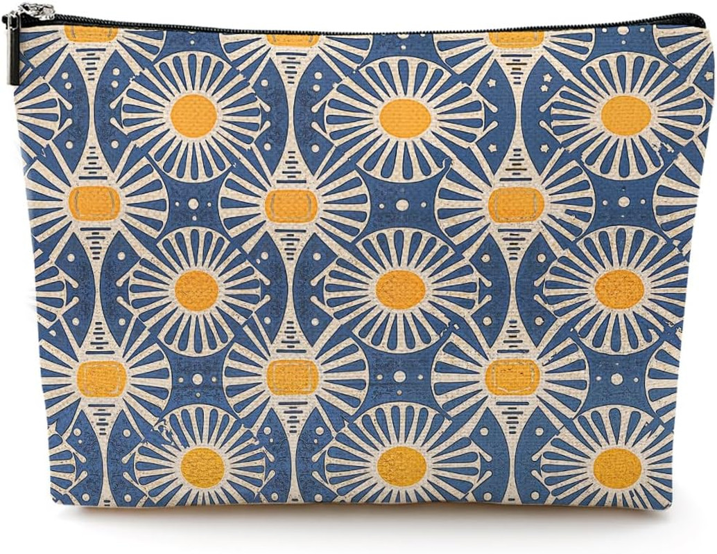 Boho Makeup Bag Gifts for Women, Sunset Leaf Aesthetic Cosmetic Bags, Vintage Bo