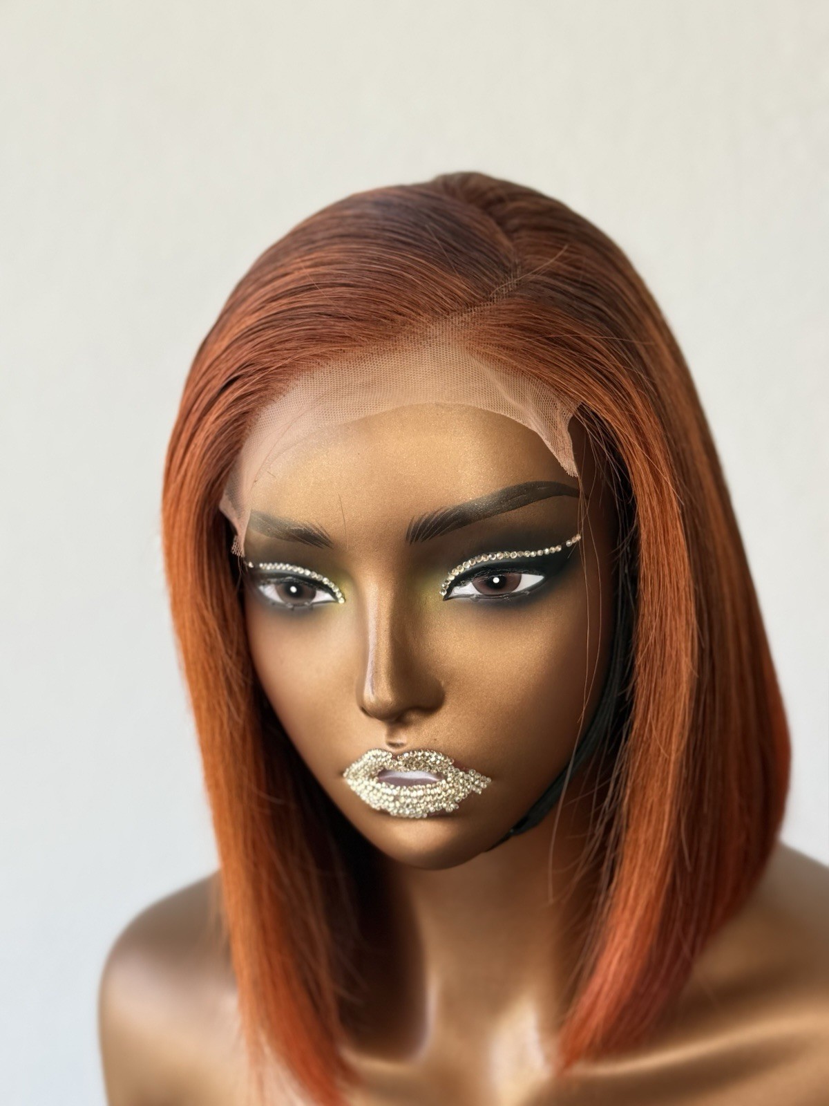 Straight Auburn Orange Lace Front Side-Part Bob Wig 11-20in for Women
