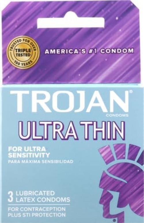 3 Pack Trojan Ultra Thin Lubricated Condoms | 25% Thinner for Ultimate Sensation