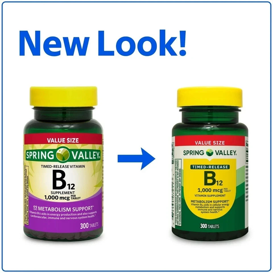 Spring Valley Vitamin B12 1000 Mcg Timed Release Tablets, 300 Count ( 1 PACK )
