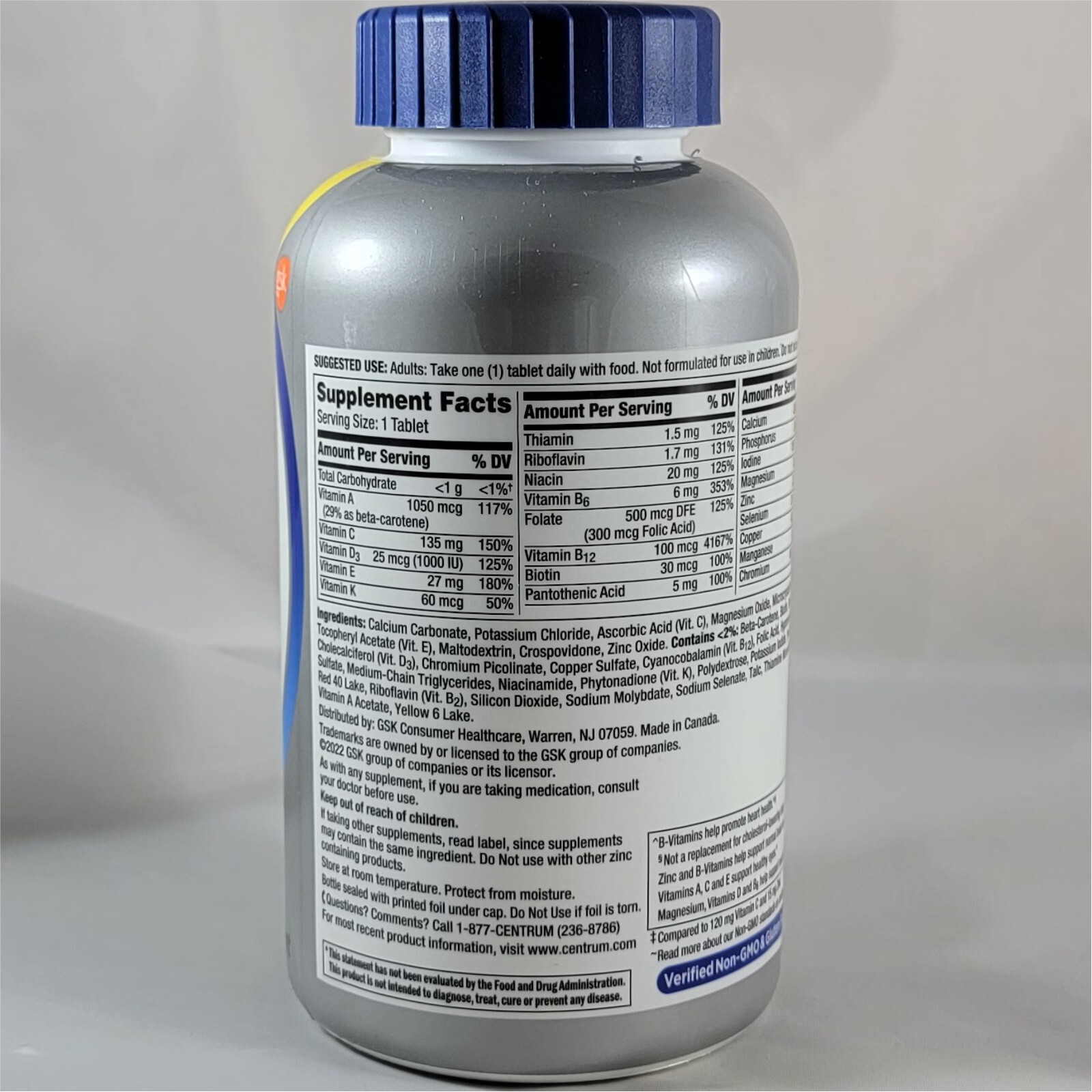 Centrum Silver MultiVitamin MultiMineral Complete Vitamin 275 Tabs Men Over 50+