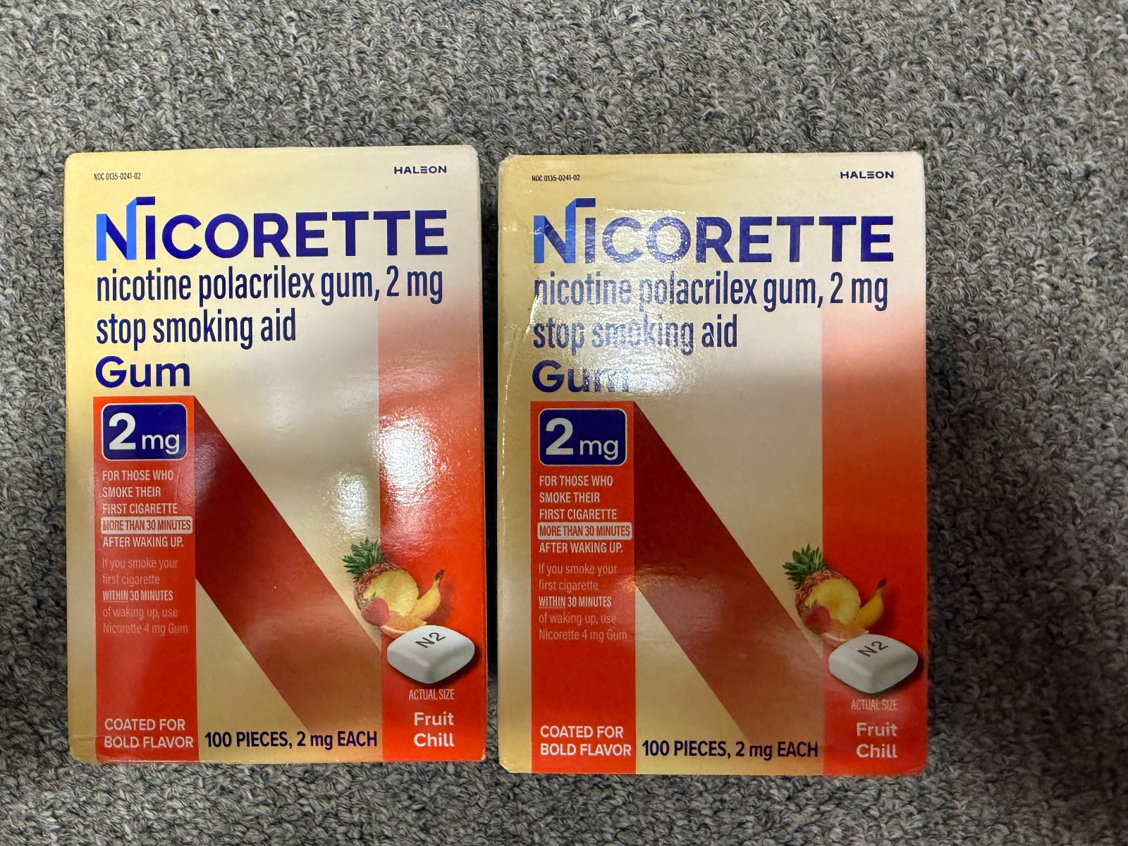 Nicorette Nicotine Gum Stop Smoking Aid 2 mg Fruit Chill Flavor – 200 Count