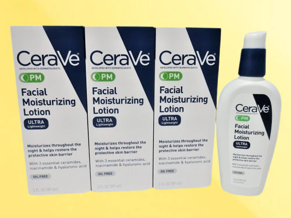 CERAVE PM FACIAL MOISTURIZING LOTION ULTRA LIGHWEIGHT 3 OZ BOXED LOT OF 3