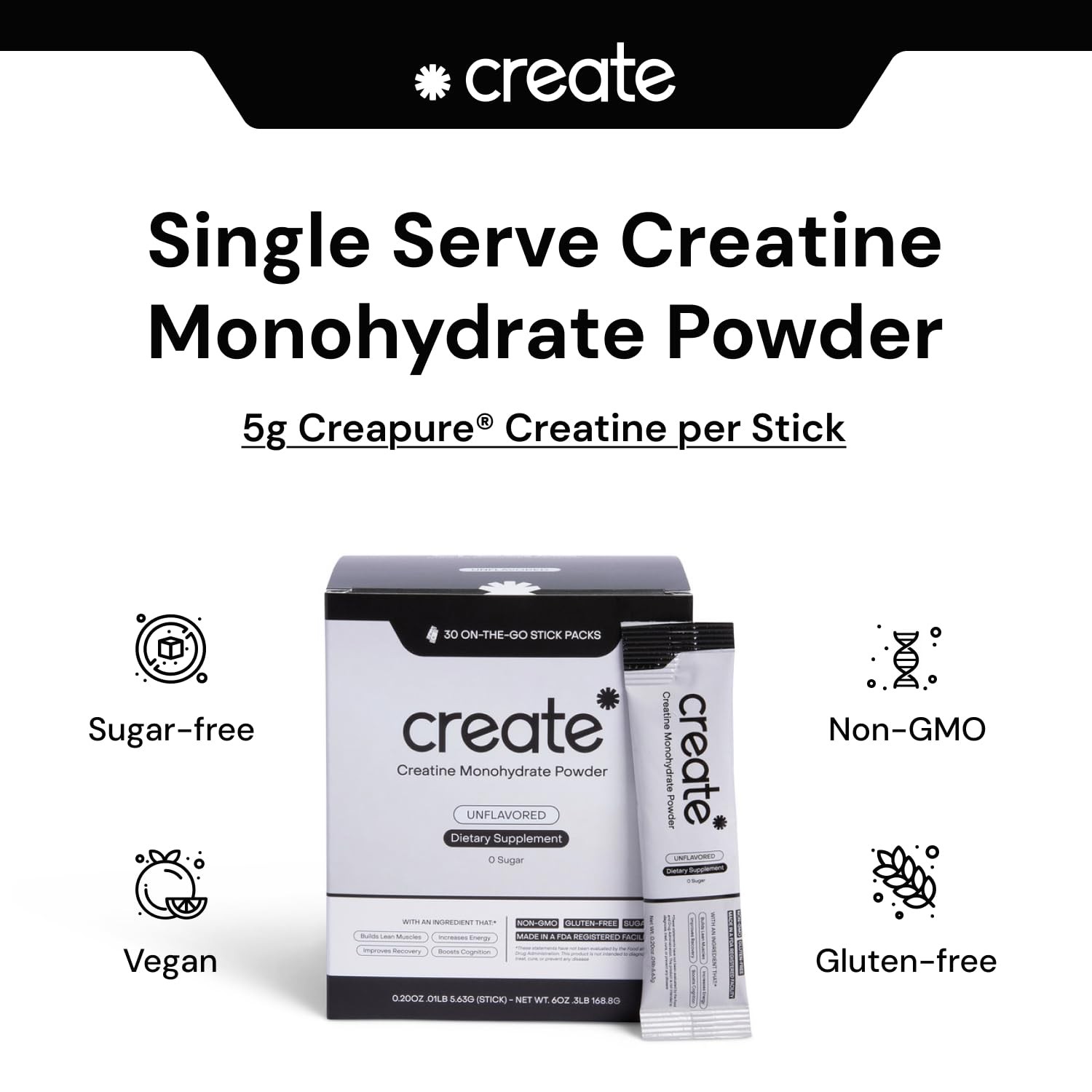 Create Single Serve Creatine Monohydrate Powder – 5g Creapure Creatine | Rede…