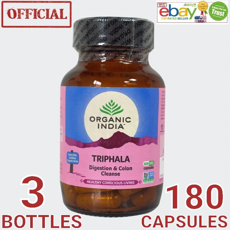 Triphala Organic India 3 BOX 180 caps Exp.2025 Digestion Colon Immunity Support