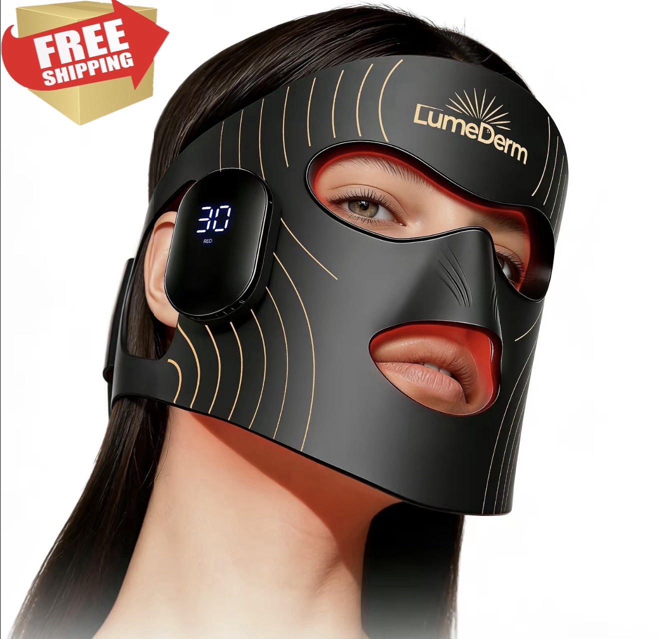 LumeDerm GLOW Wireless LED Face Mask-with Red Light Therapy, 2-Year Warranty