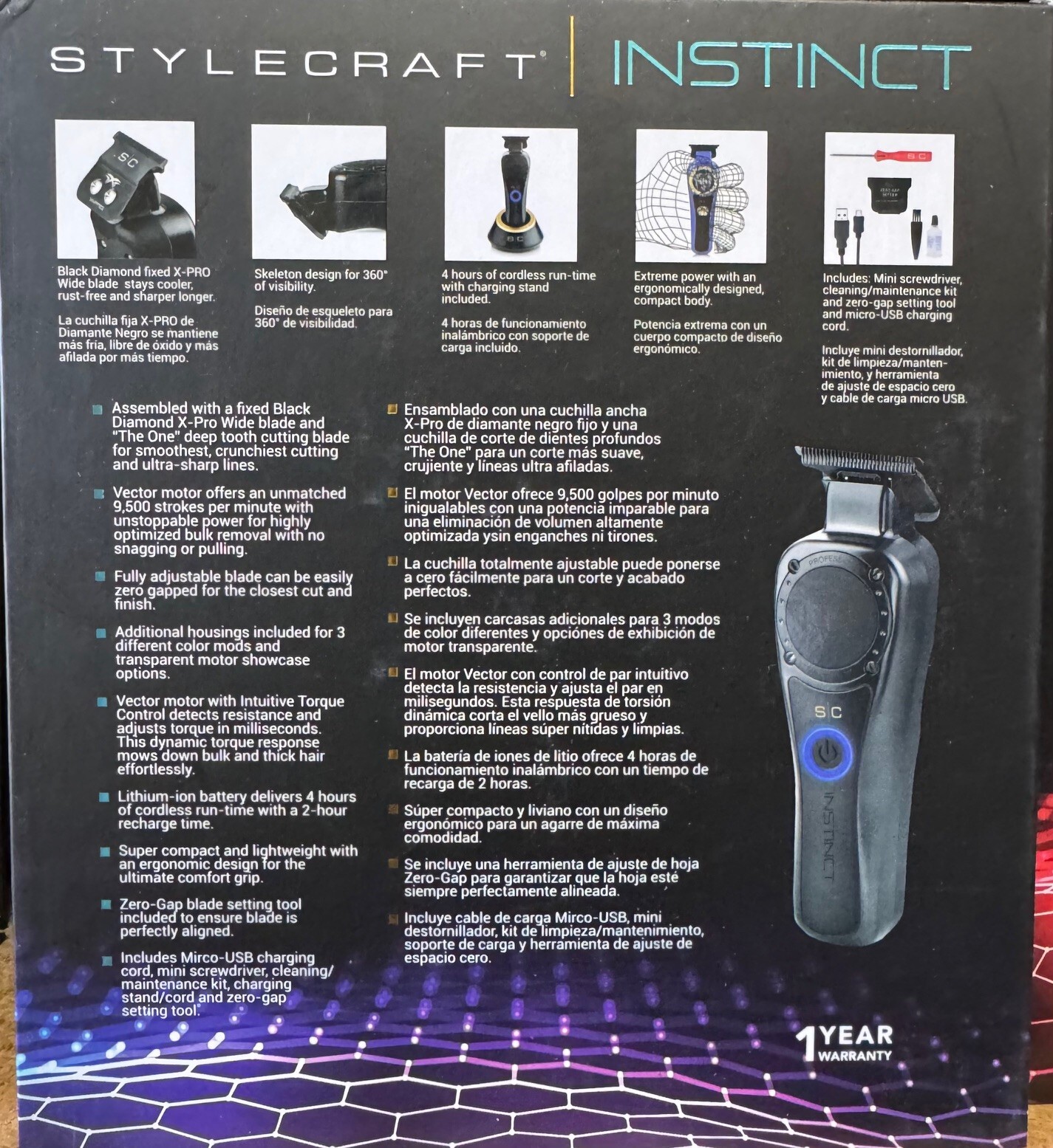 STYLECRAFT INSTINCT PROFESSIONAL VECTOR MOTOR CORDLESS HAIR TRIMMER – BRAND NEW