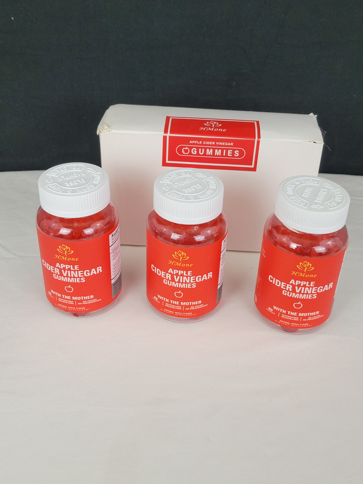 Hmone Apple Cider Vinegar Gummies Supplement, 80 count. Sealed 3 pack