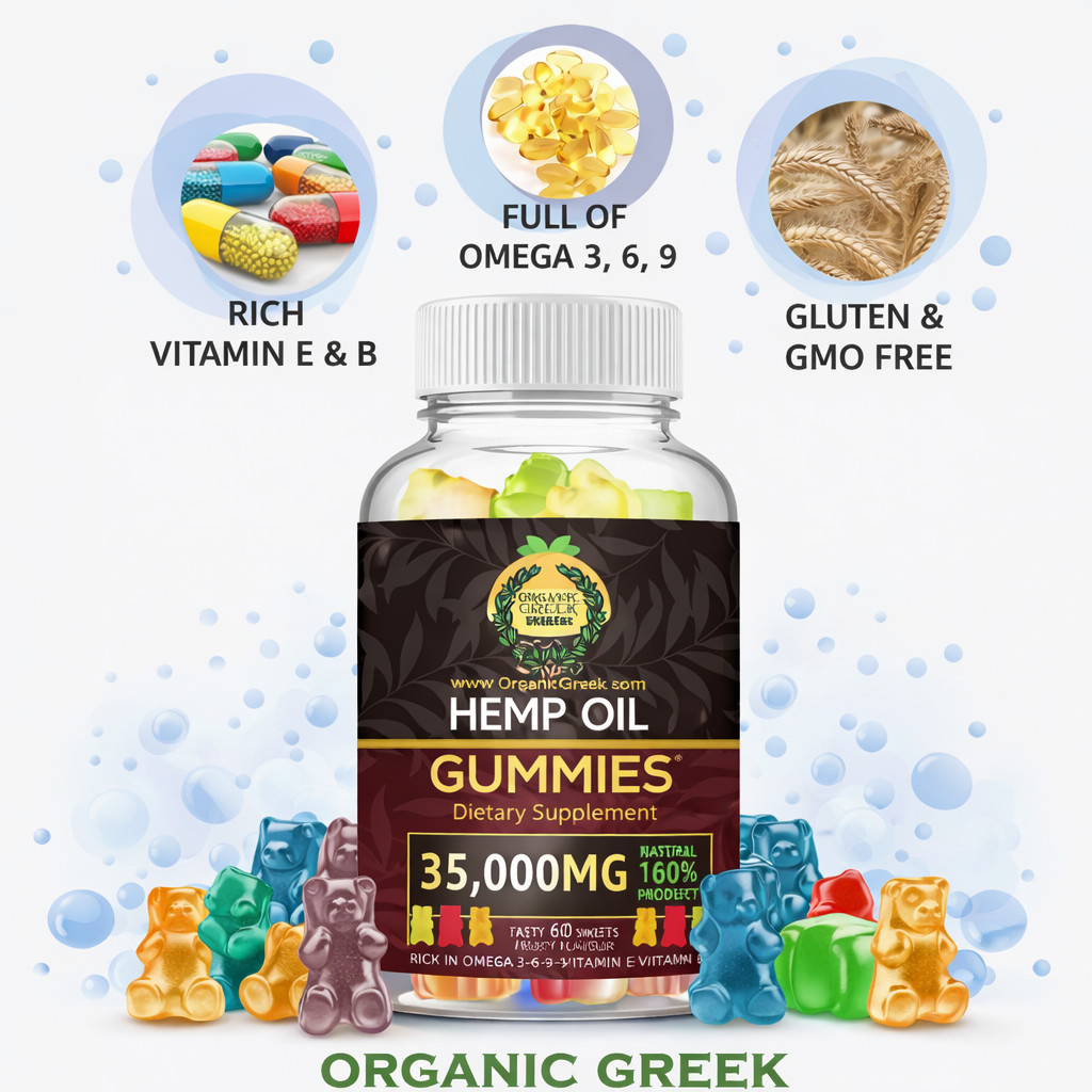 Hemp-Oil Gummies – Vegan – Pain, Sleep, Calm Anxiety Stress -Made in -Packed USA