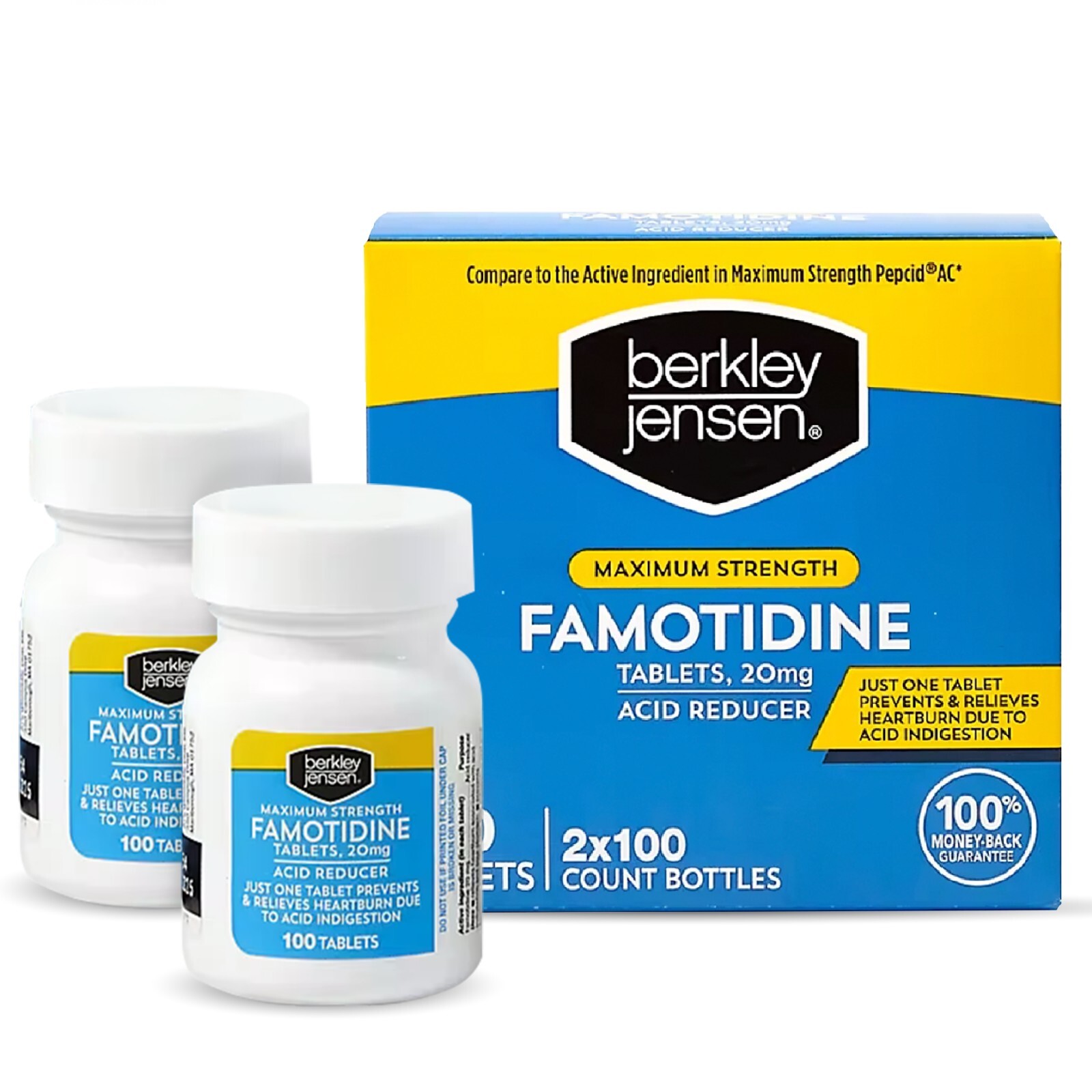 Berkley jensen Maximum Strength Famotidine 20mg, Acid Reducer 200 Tablets 12/25+