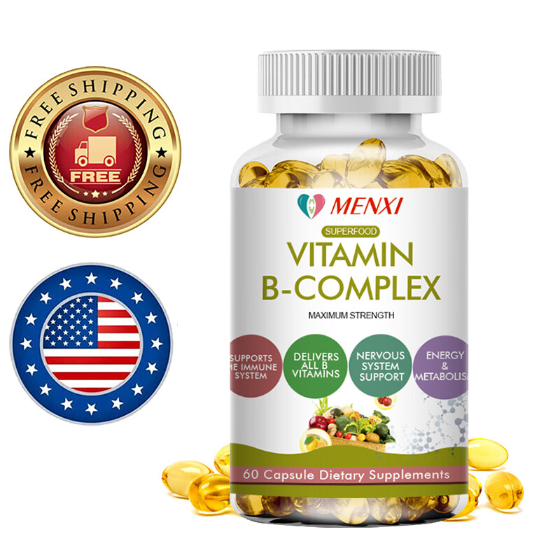 Vitamin B Complex Capsules B1 B2 B3 B5 B6 B7 B9 B12 Folic Acid & Biotin Energy