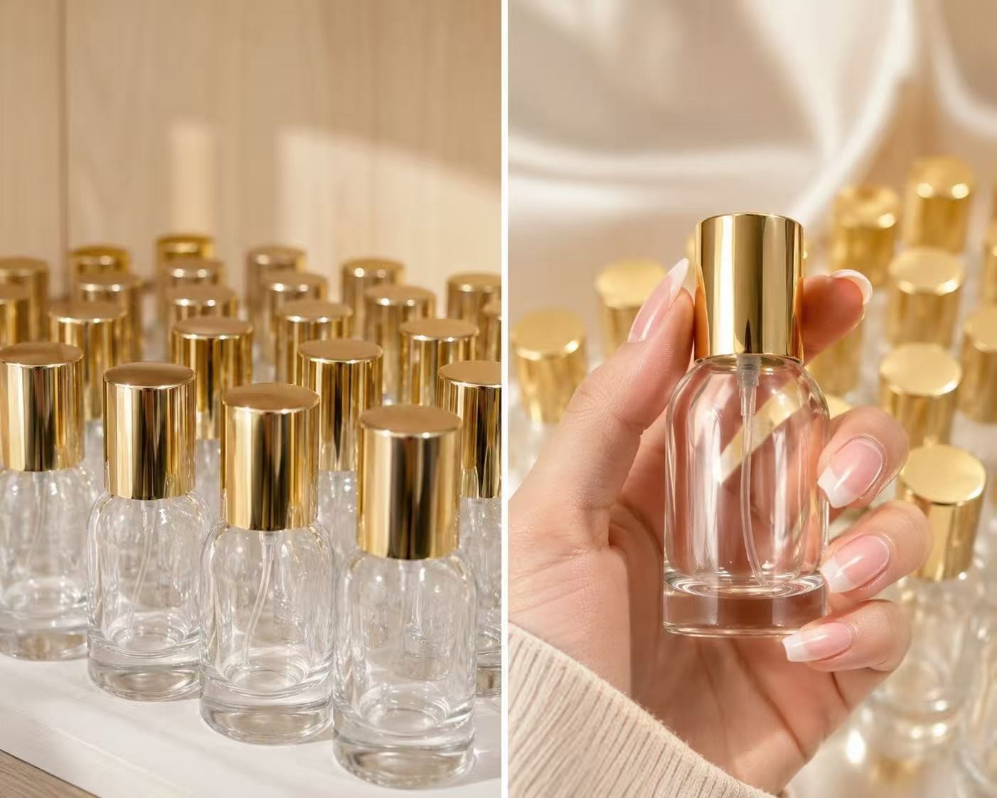 3 Pack 30ml 1.01 oz Refillable Perfume Spray Bottles Empty Glass Atomizer Gold