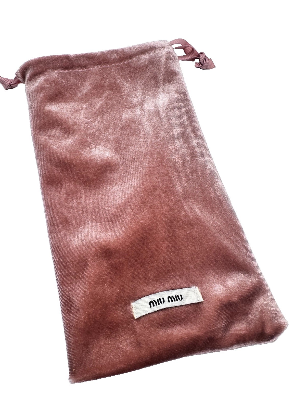 Miu Miu Pink Crushed Velvet Drawstring Eyeglasses & Sunglasses Pouch Bag
