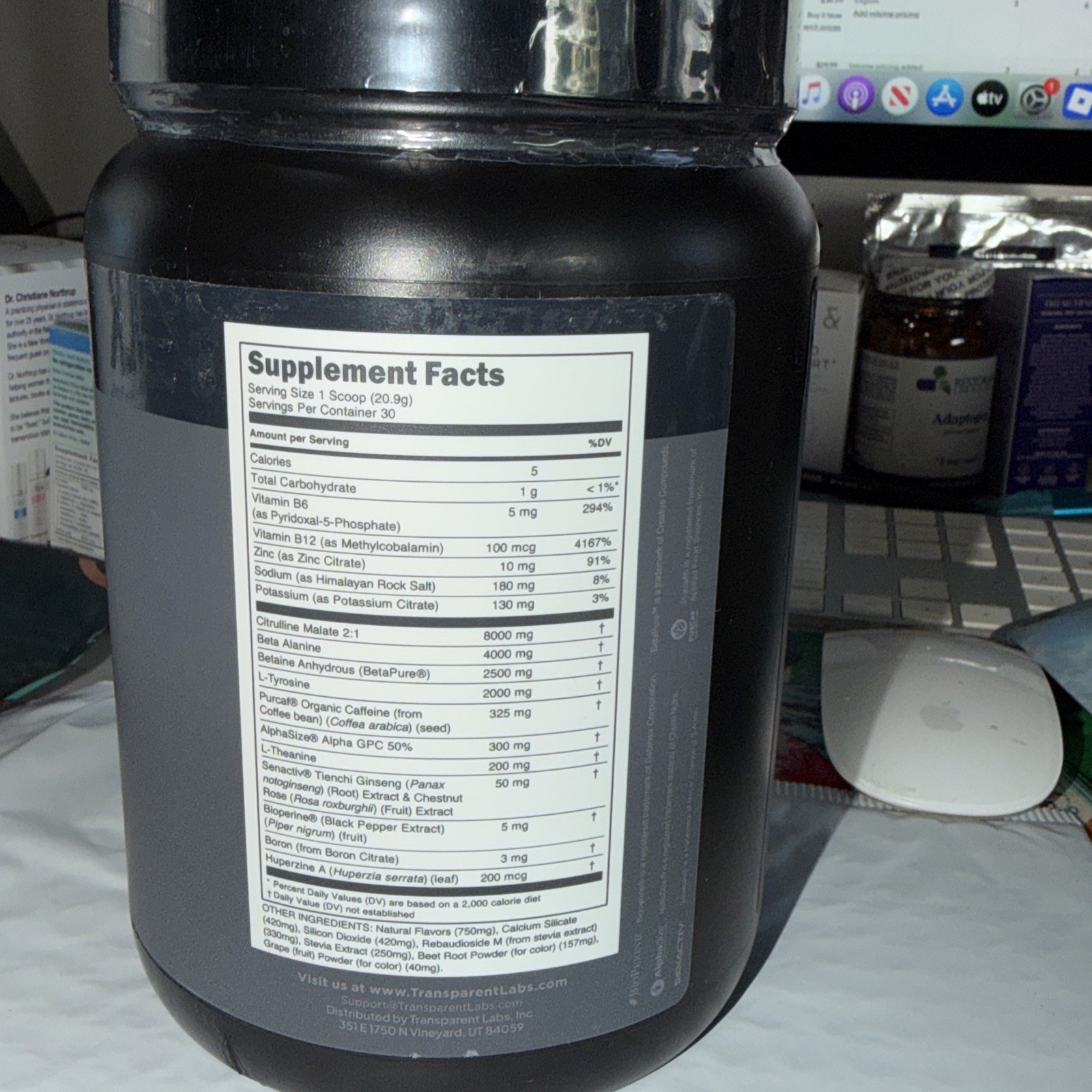 Transparent Labs Bulk Black Pre Workout Sugar Free Preworkout Black Cherry..