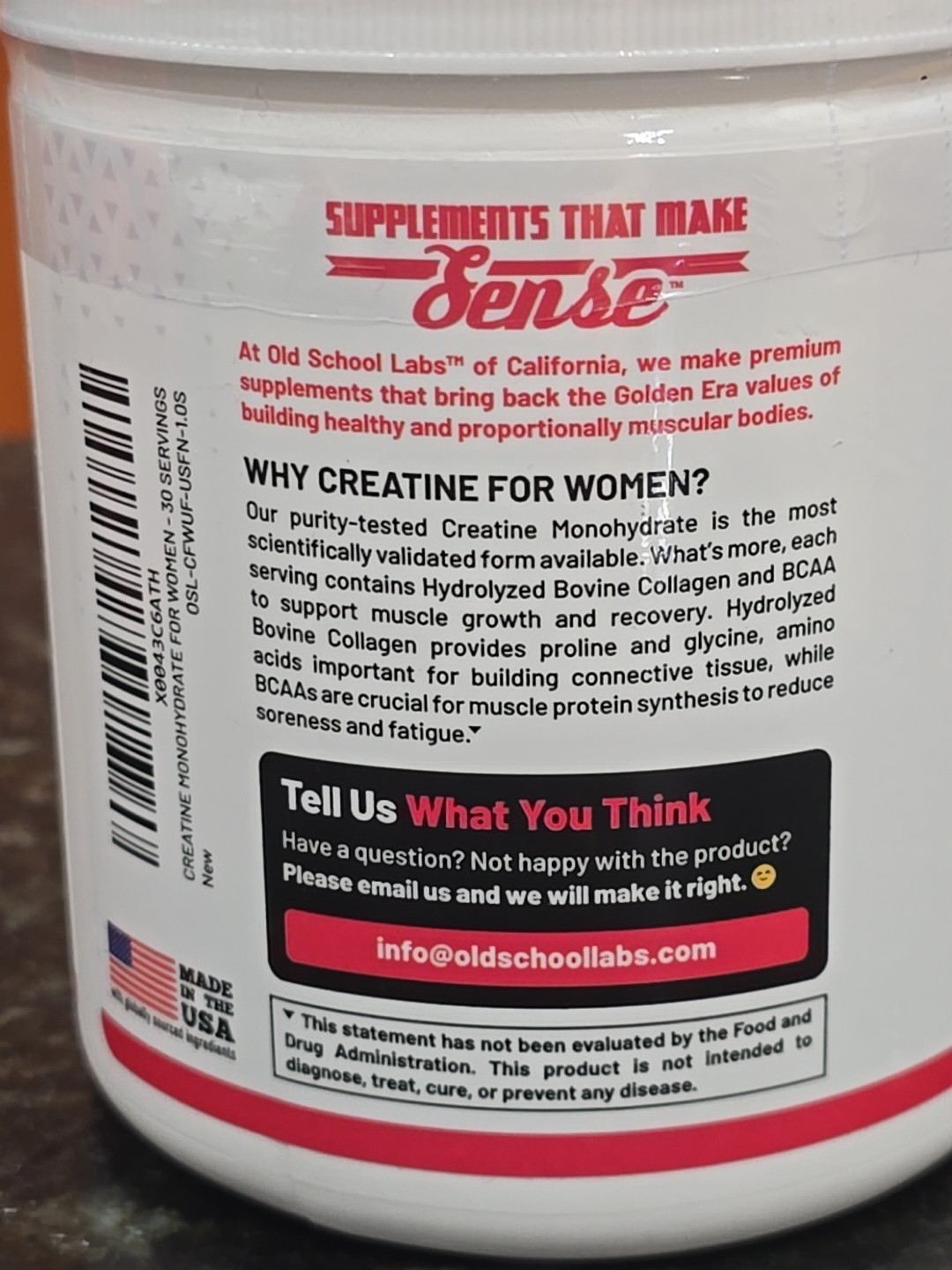 Old School Labs Creatine Monohydrate for Women 240g 8.46oz Unflavored Powder New
