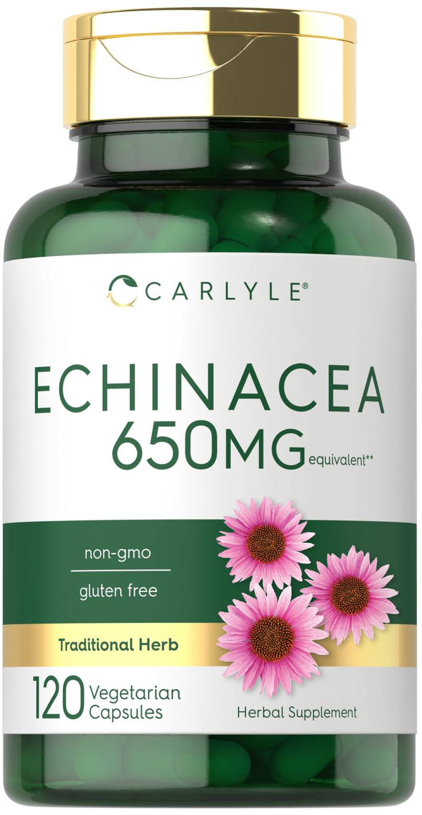 Echinacea Capsules 650mg | 120 Count | Non-GMO & Gluten Free | by Carlyle