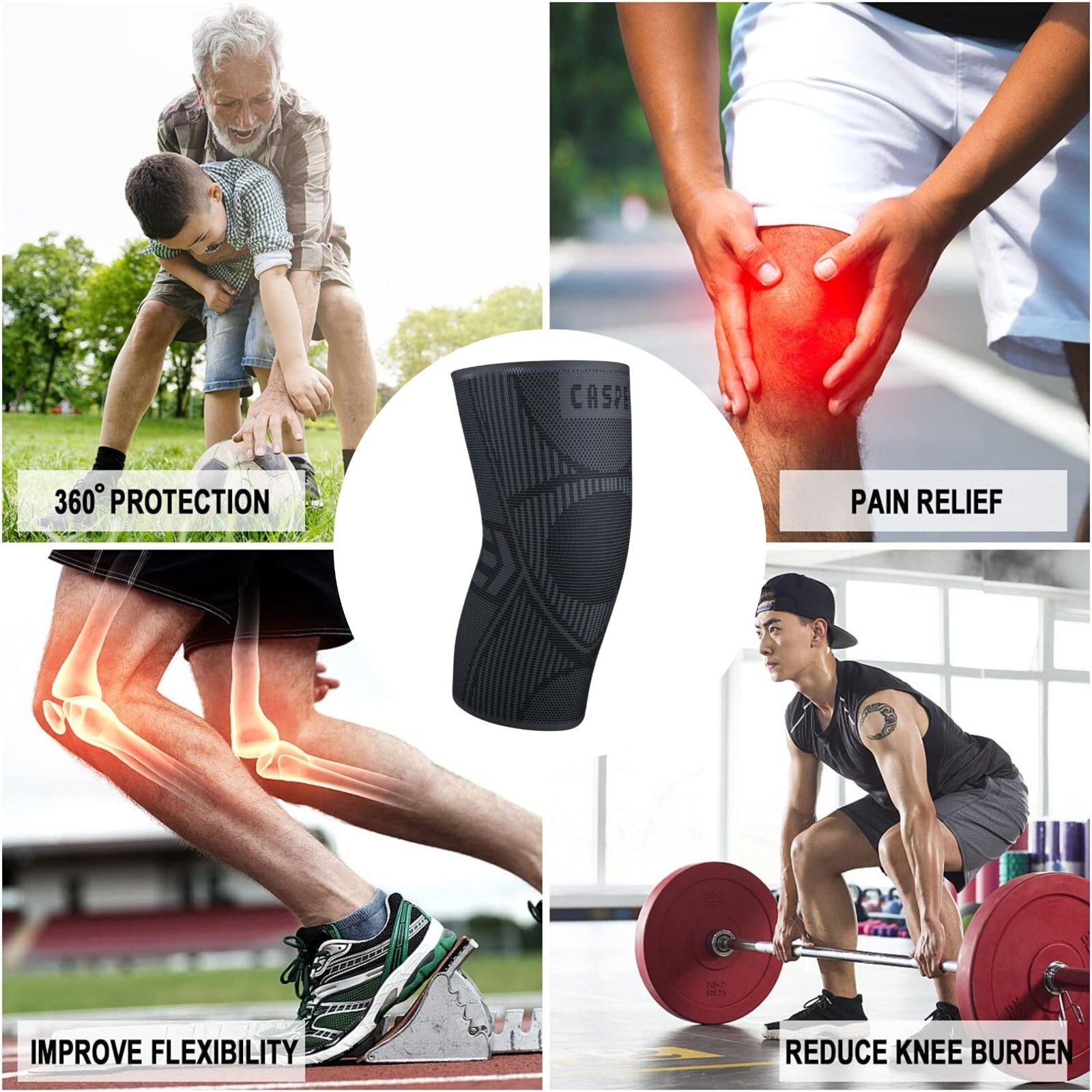 2X Knee Sleeve Compression Brace Knee Support Sport Joint Pain Arthritis Relief