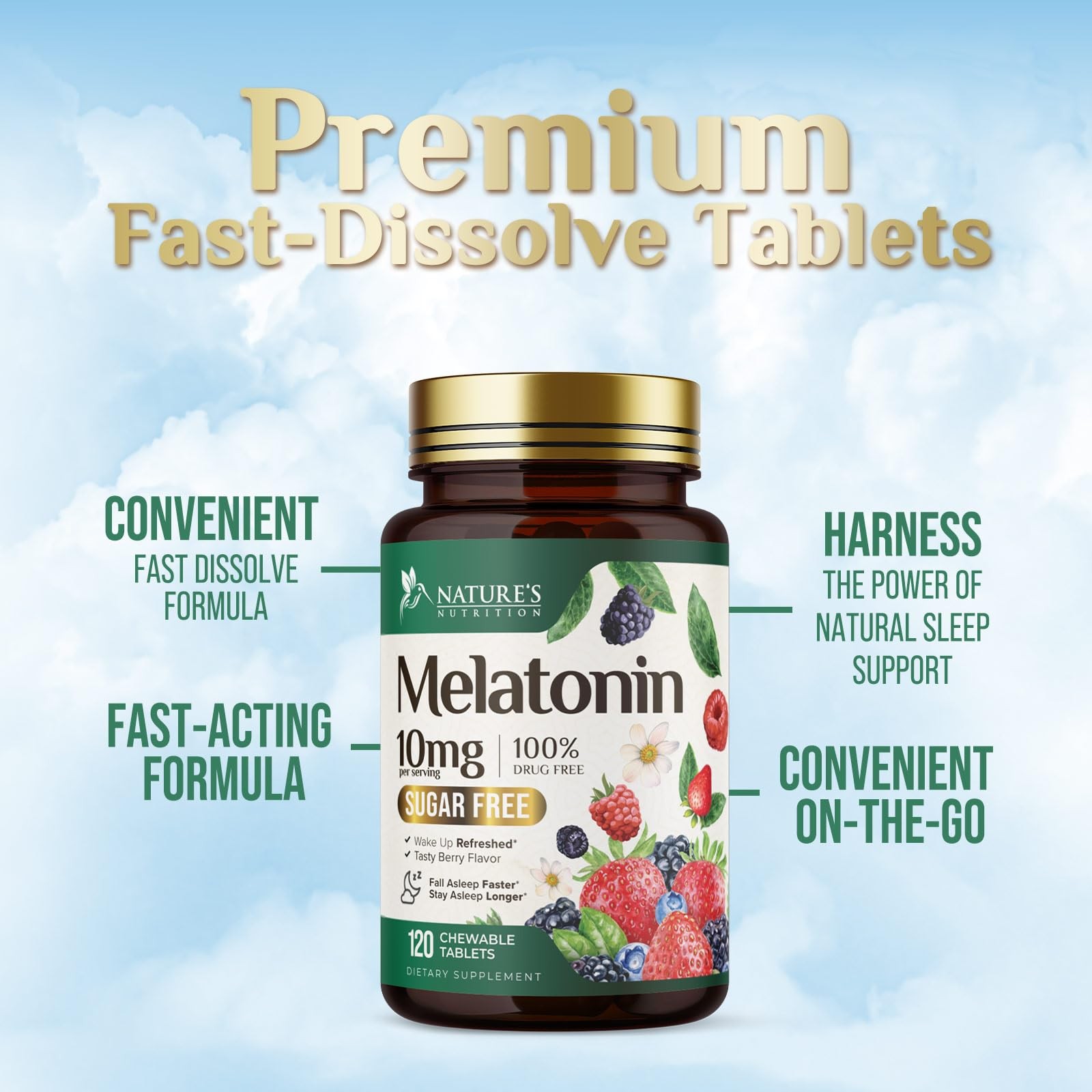 Melatonin 10mg Per Serving – Extra Strength 120 Count (Pack of 1)