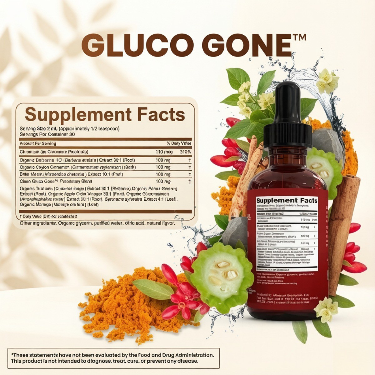 Clean Nutra Berberine & Ceylon Cinnamon Drops–Liquid Metabolic Support,2 fl oz