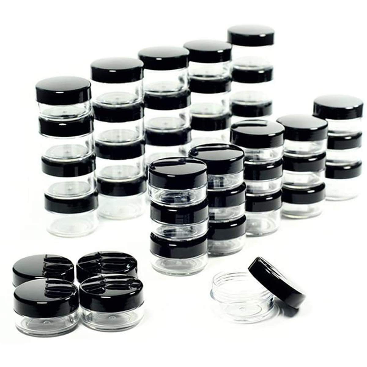 Polypropylene 5 Gram Cosmetic Containers 50pcs Sample Jars Tiny Makeup Black