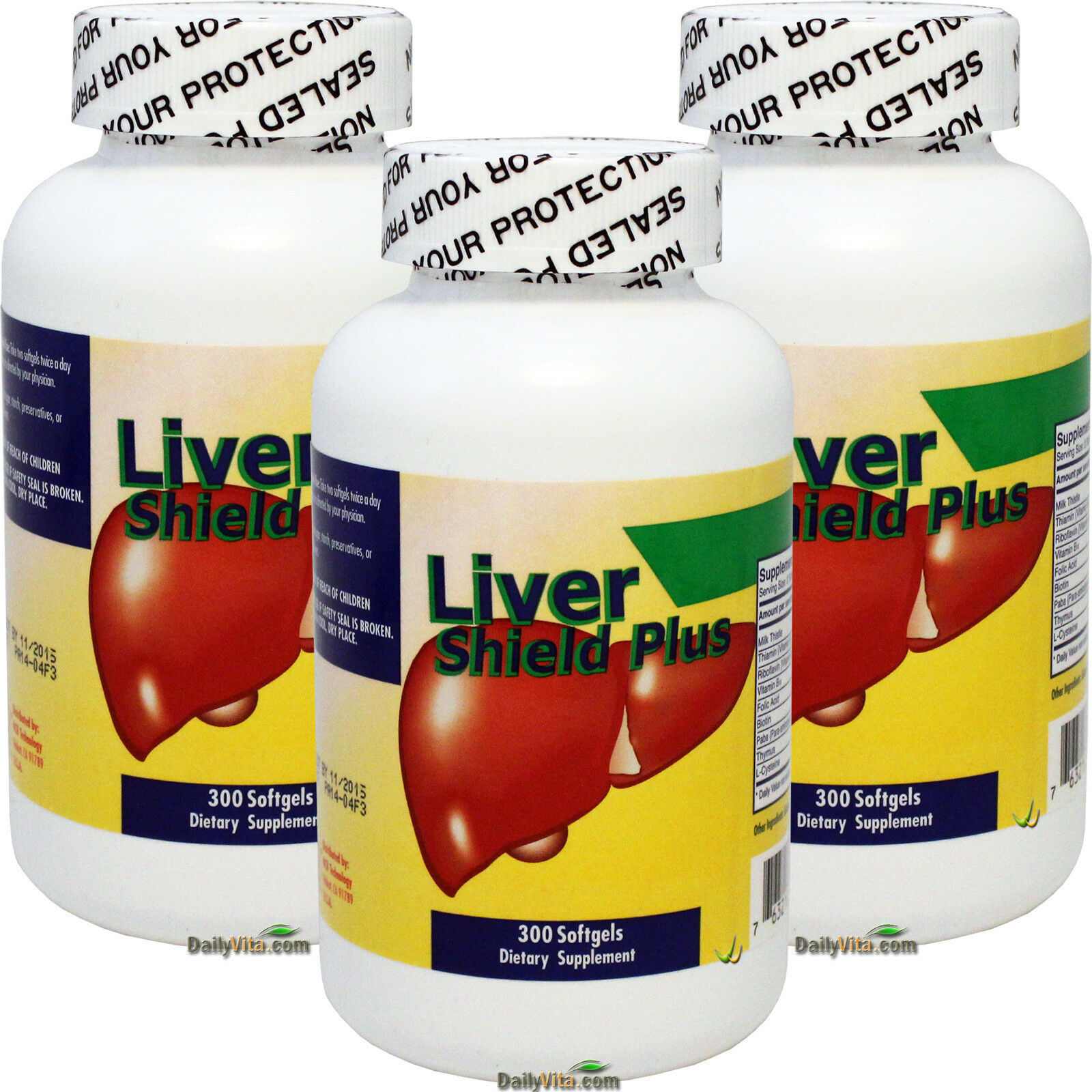 3 x Liver Shield Plus Silymarin Milk thistle 300 Softgels Healthy Liver Support