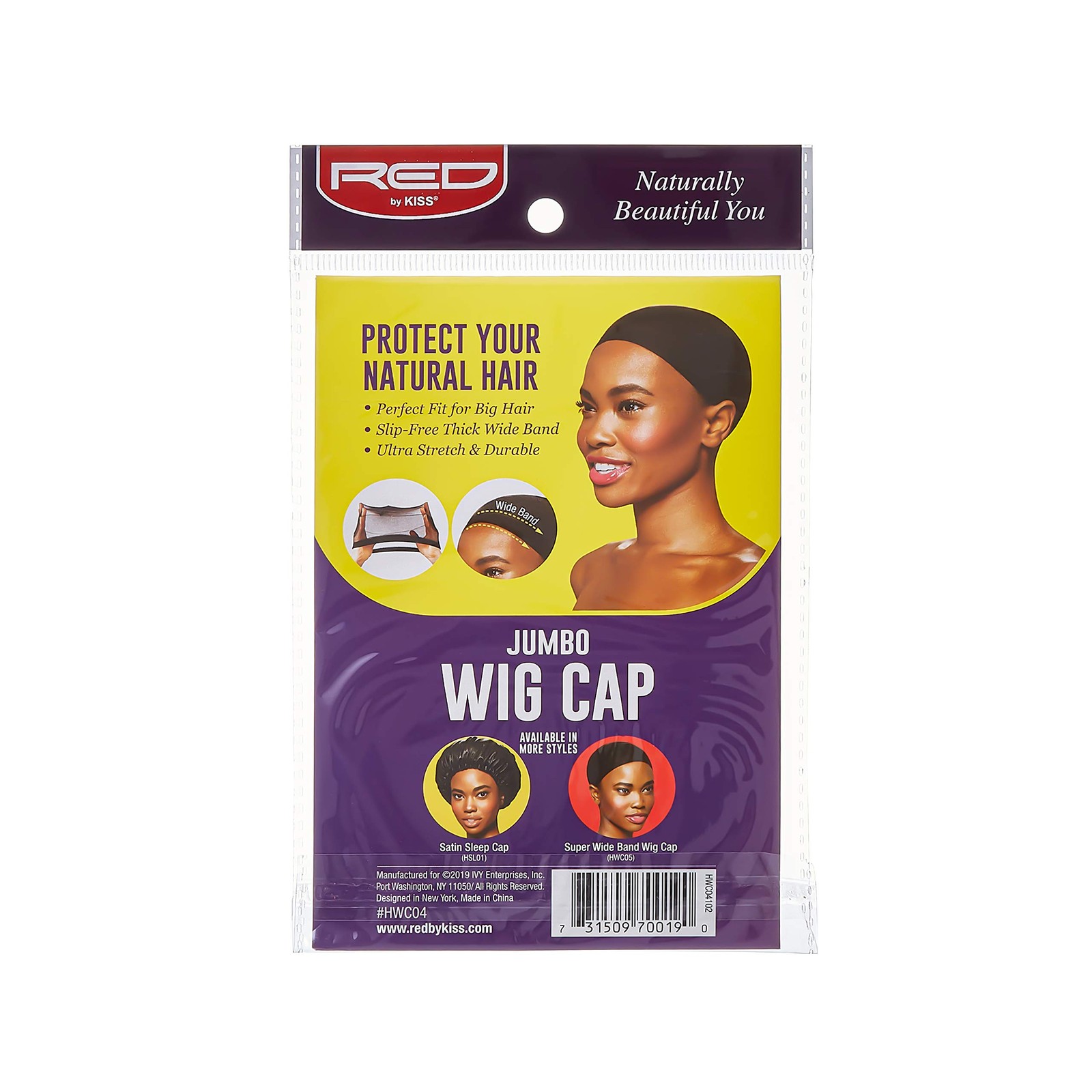Red by Kiss Stocking Jumbo Wig Caps 2PCS Black
