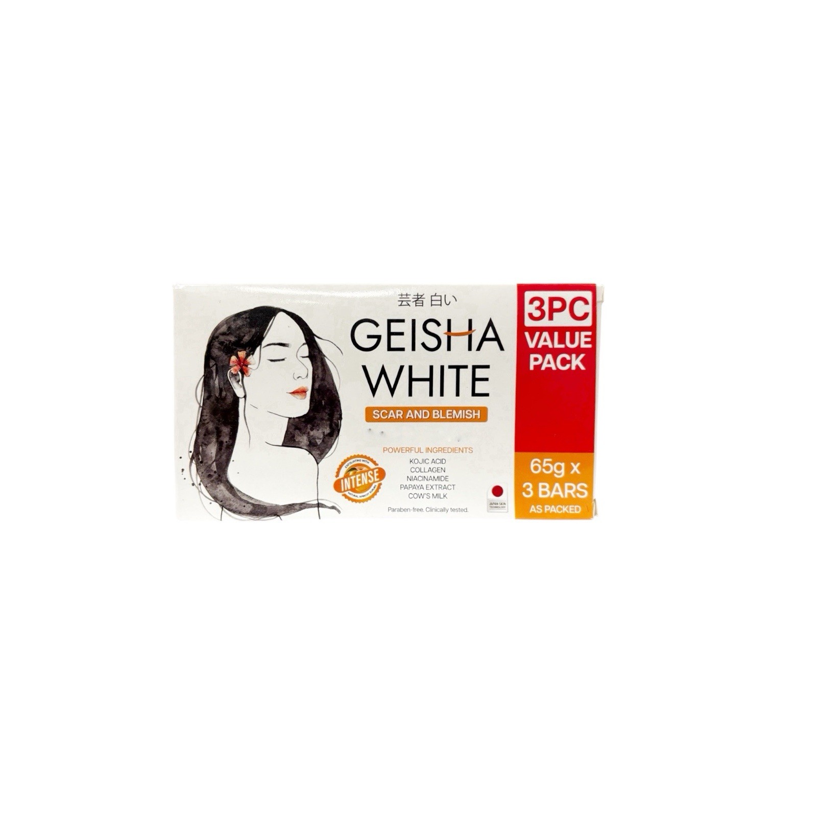 Geisha White – Scar and Blemish – Skin Brightening Bar – INTENSE 3 x 65g
