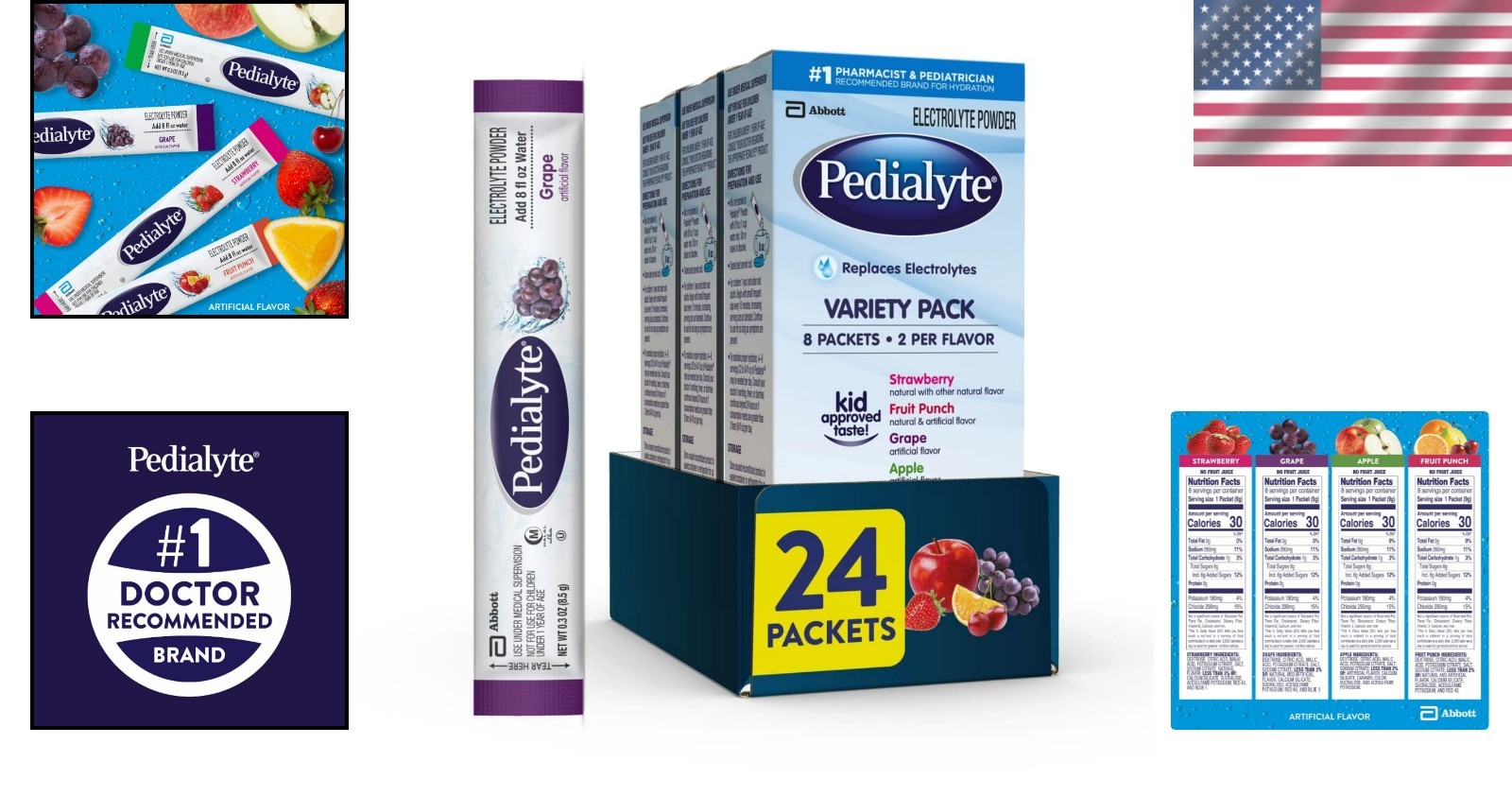Natural Flavor Electrolyte Packets – 24 Count Hydration Solution for Dehydration