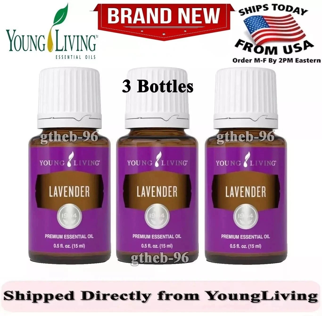 3 Bottles – Young Living Lavender Essential Oil – 15ml -NEW/SEALED!️❗US Seller️❗