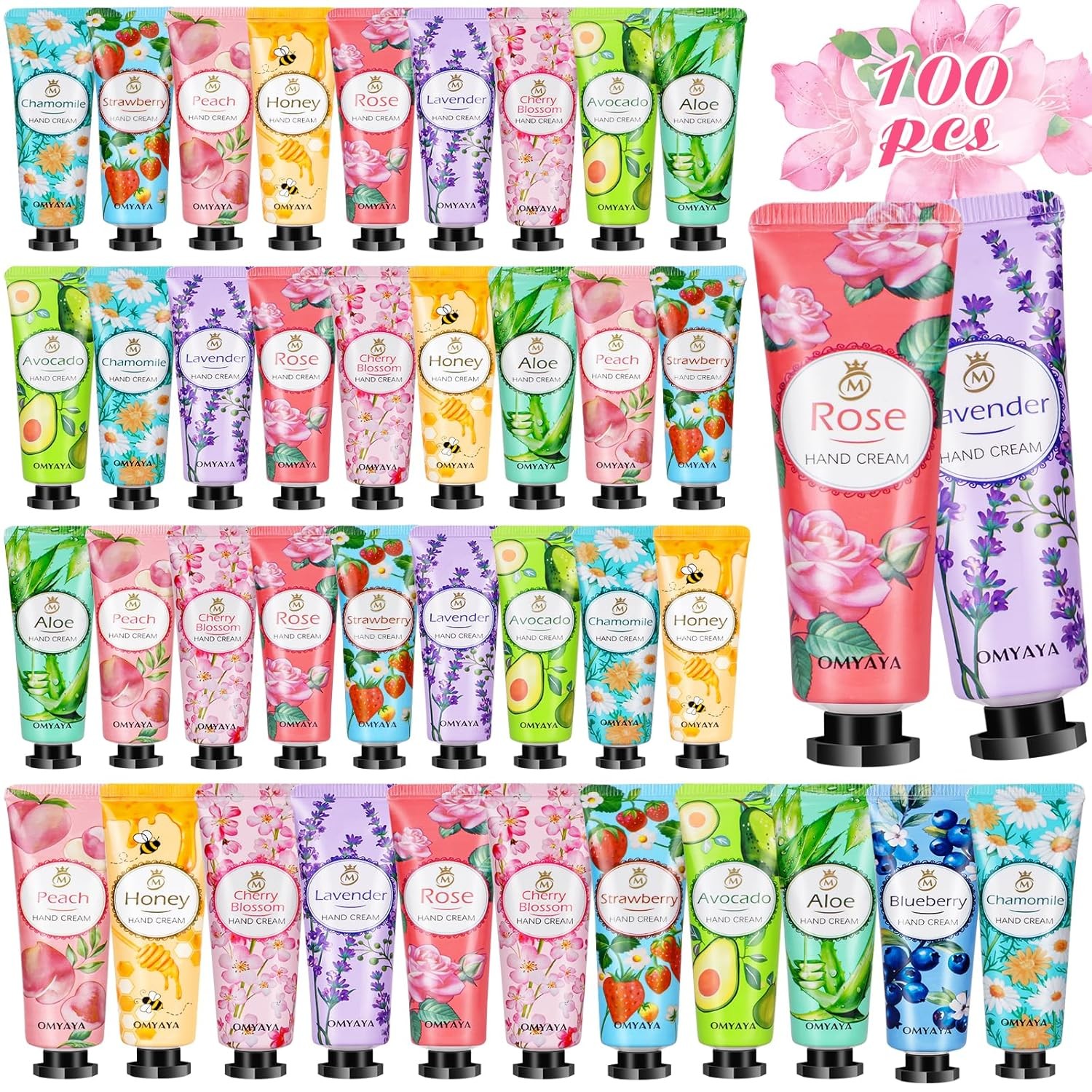 100 Pack Hand Lotion Bulk Gift Set Mini Travel Size Moisturizing Cream Assorted