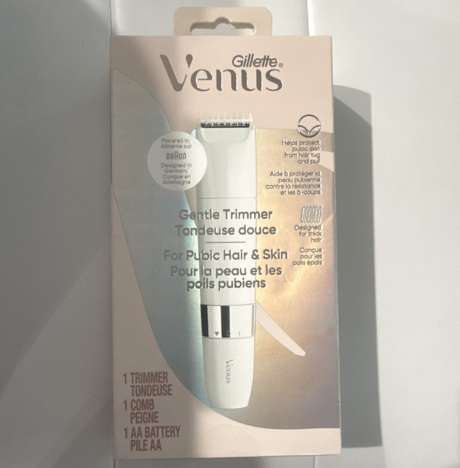 Gillette Venus Gentle Trimmer Women’s Pubic Hair & Skin, Battery, White