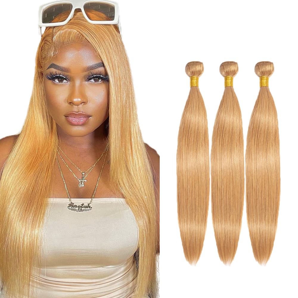 FuivJuix 26″ #27 ST Blonde Straight Human Hair Bundles