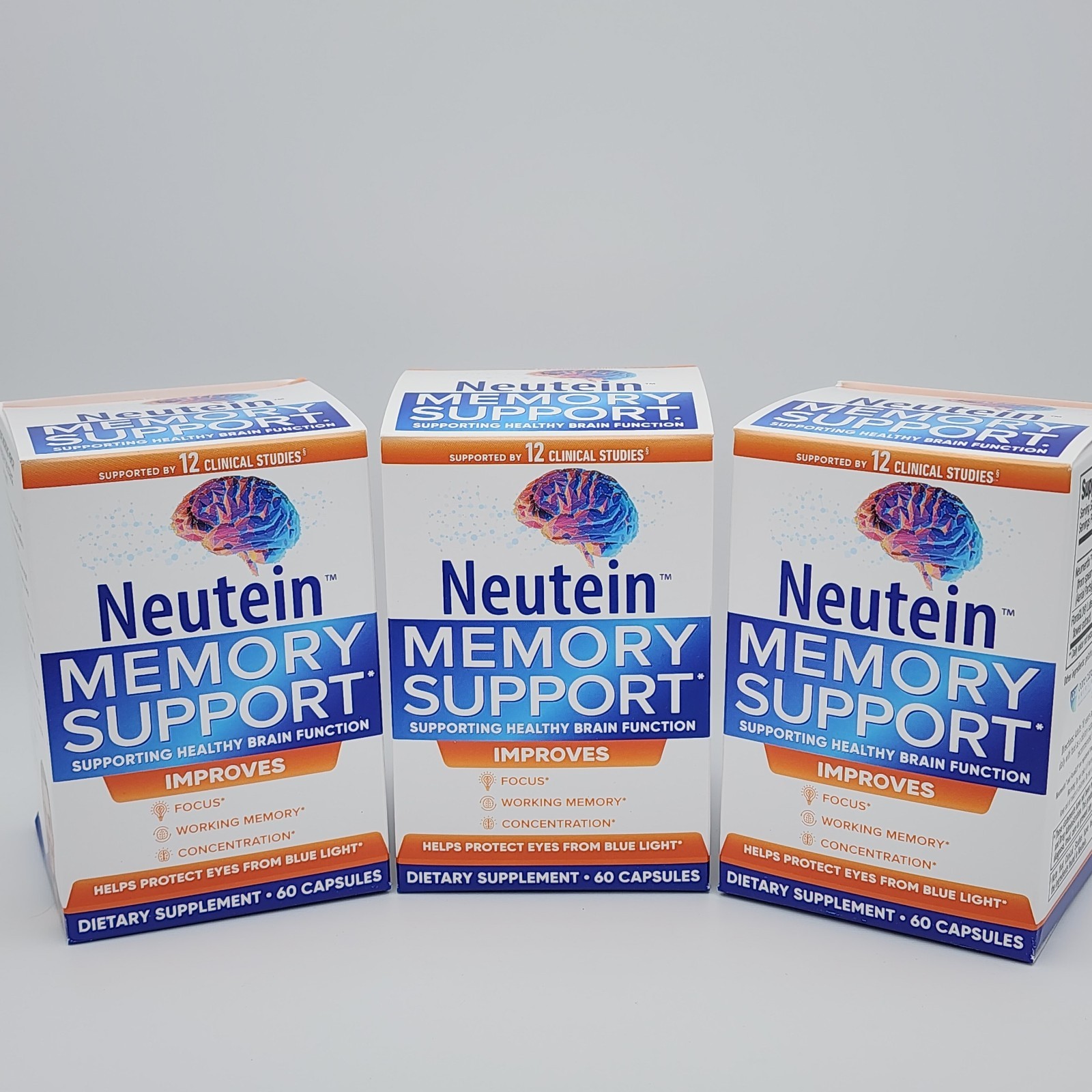 LOT OF 3 Neutein Memory Support 60 Capsules per bottle EXP 02/2027