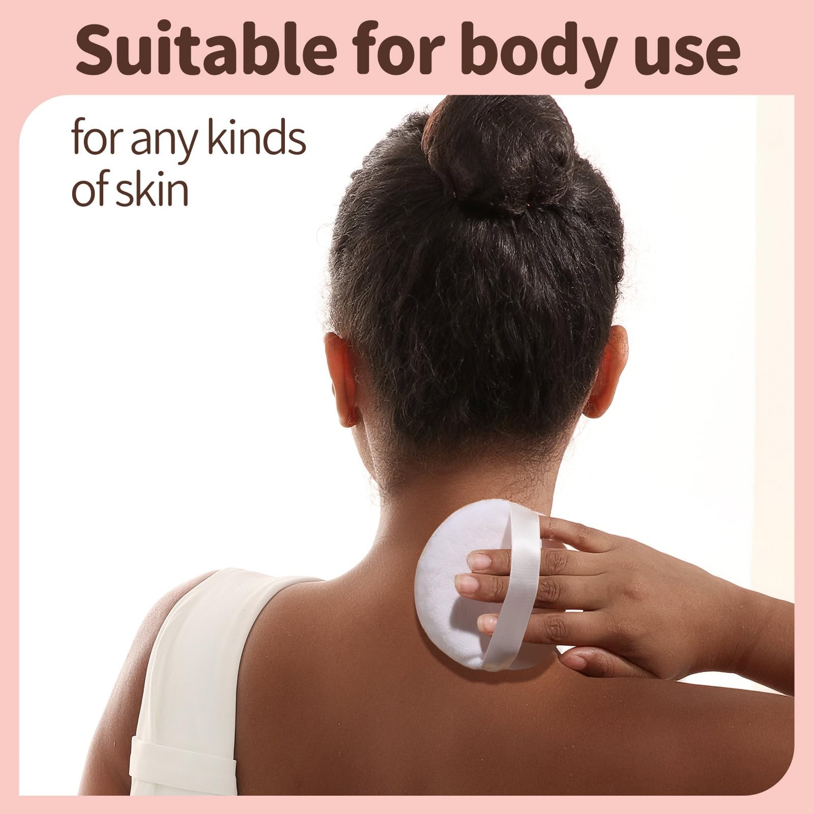 2pcs 3.54inch Medium Powder Puff for Body Powder and Container White