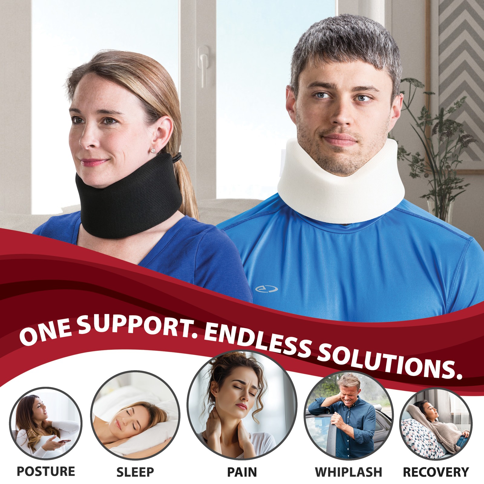 Core Products Adjustable Foam Cervical Collar Black Helps Relieve Neck Pain USA
