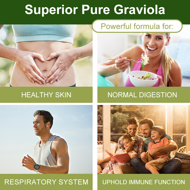 Soursop Graviola Capsules Leaf & Fruit Extract 1000mg Support Respiratory Health