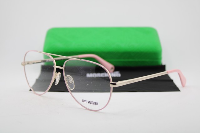 NEW LOVE MOSCHINO MOL531SAM 035J PINK GOLD GUNMETAL AUTHENTIC EYEGLASSES 56-13