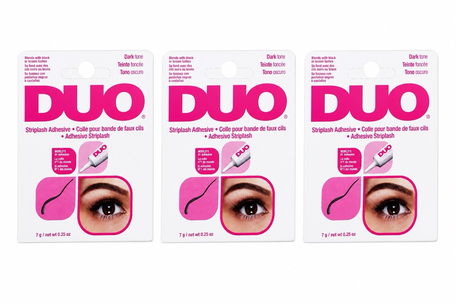 3-pack Duo Eyelash Glue, Dark Tone, Lash Adhesive for Strip Lashes, 0.25OZ.
