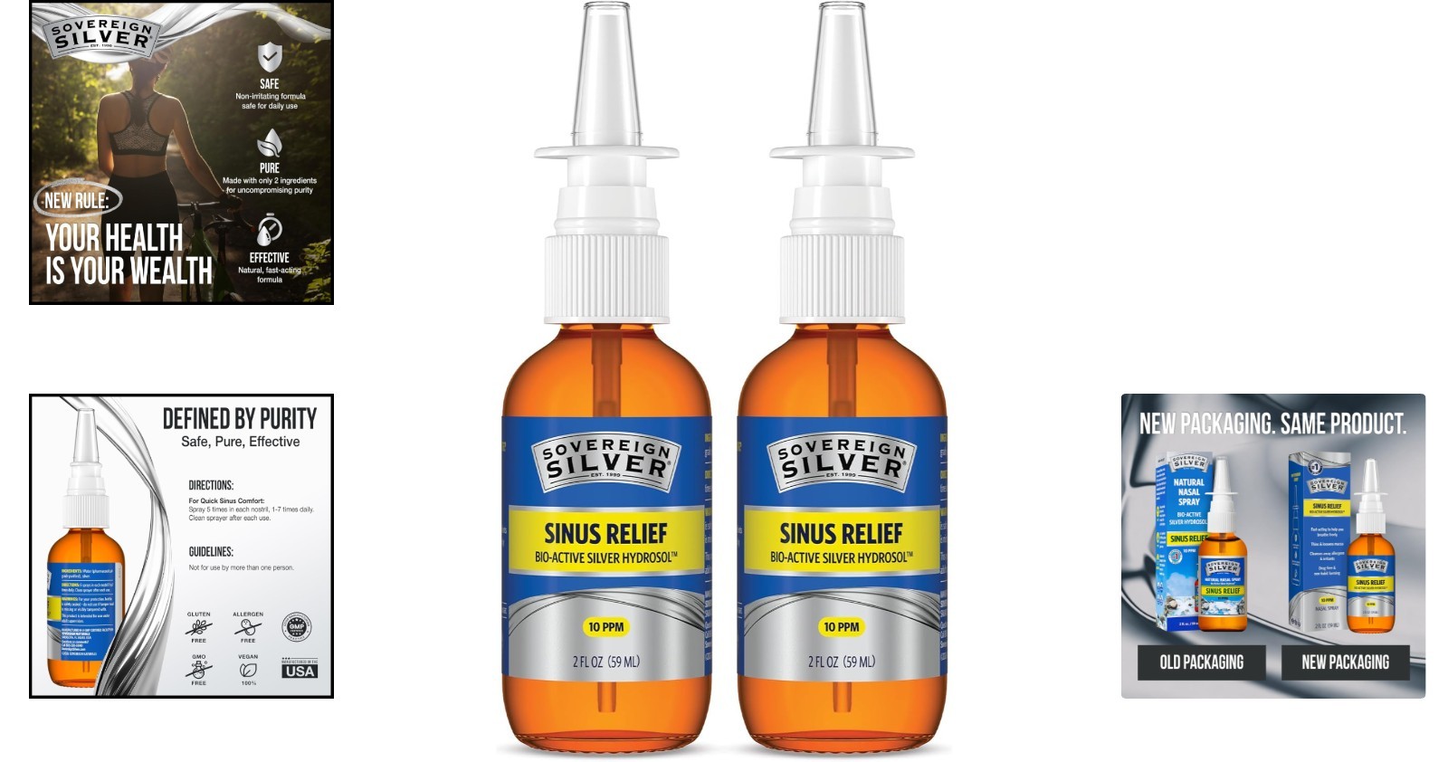 -Active Silver Sinus Relief Nasal Spray (2x4oz) – Drug-Free, Clear Breathing …