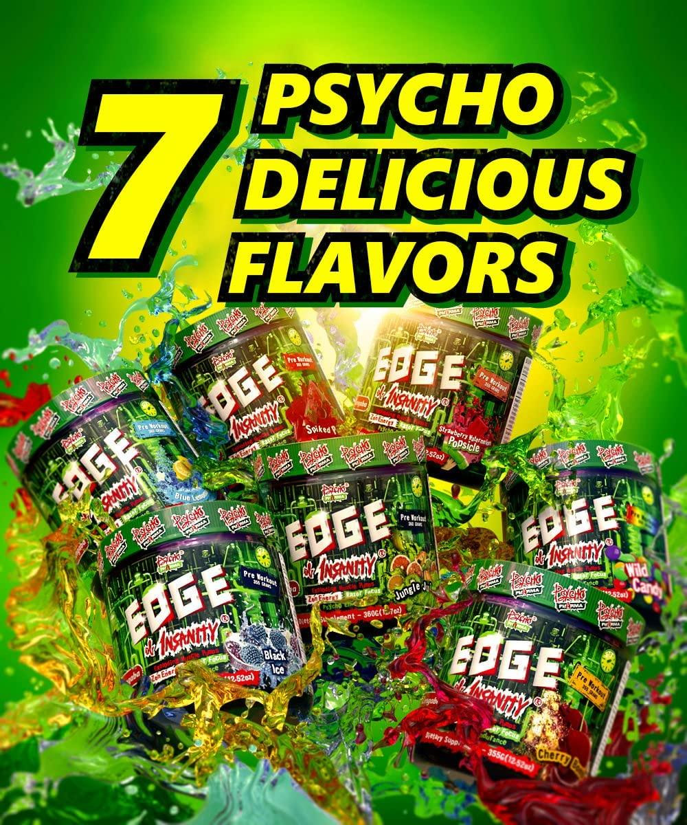 PSYCHO PHARMA EDGE OF INSANITY Pre Workout Energy Focus Endurance 25 Servings