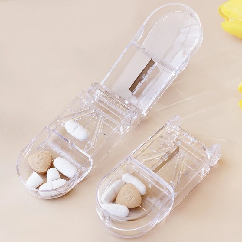 New PILL CUTTER Splitter Half Storage Compartment Box Medicine Tablet Holder.