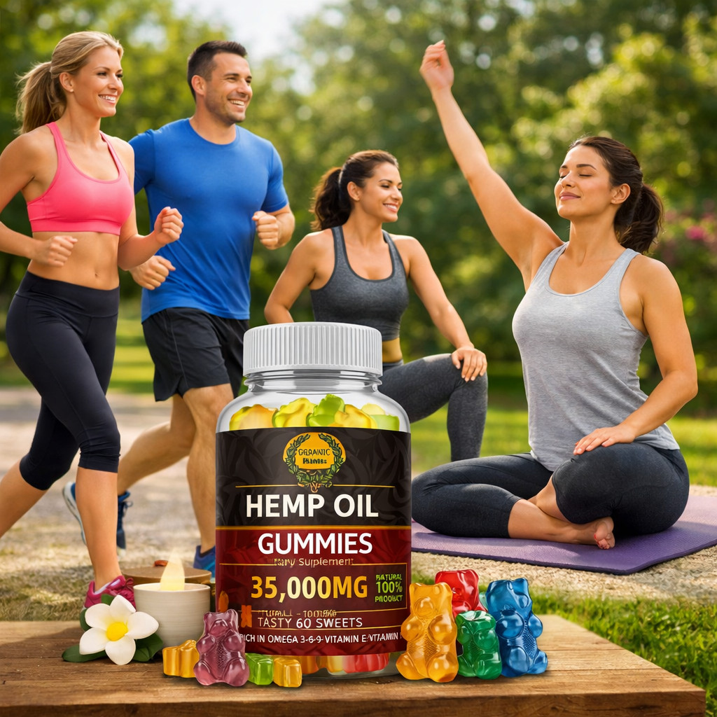 Hemp-Oil Gummies – Vegan – Pain, Sleep, Calm Anxiety Stress -Made in -Packed USA