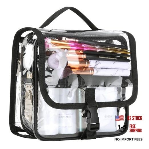 Clear Toiletry Bag with TSA Liquids Travel Bag, Hanging Travel Black-Clear
