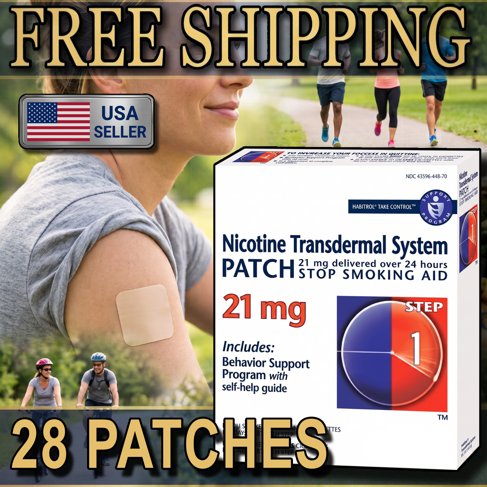 Step 1 Nicotine Transdermal System 21mg X 28 Patches FREE SHIP Exp ***11/2026***