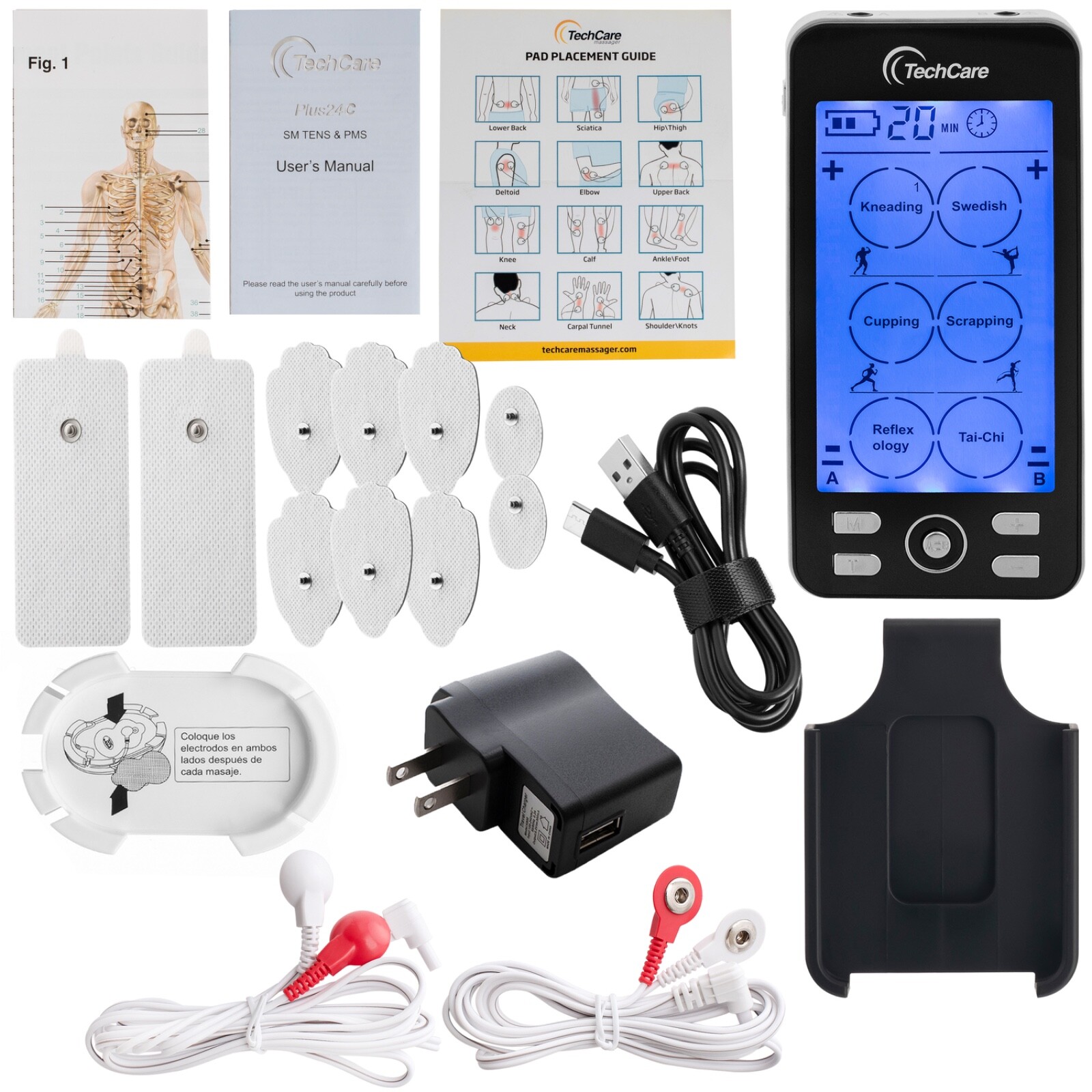 Tens Unit Muscle Stimulator Electrotherapy Device Full Body Massager 24 Modes