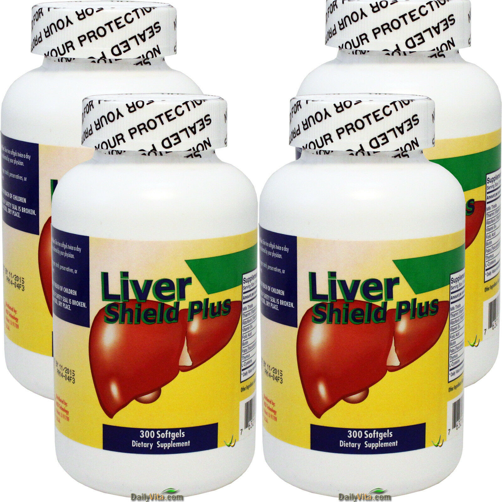 4 x Liver Shield Plus Silymarin Milk thistle 300 Softgels Healthy Liver Support