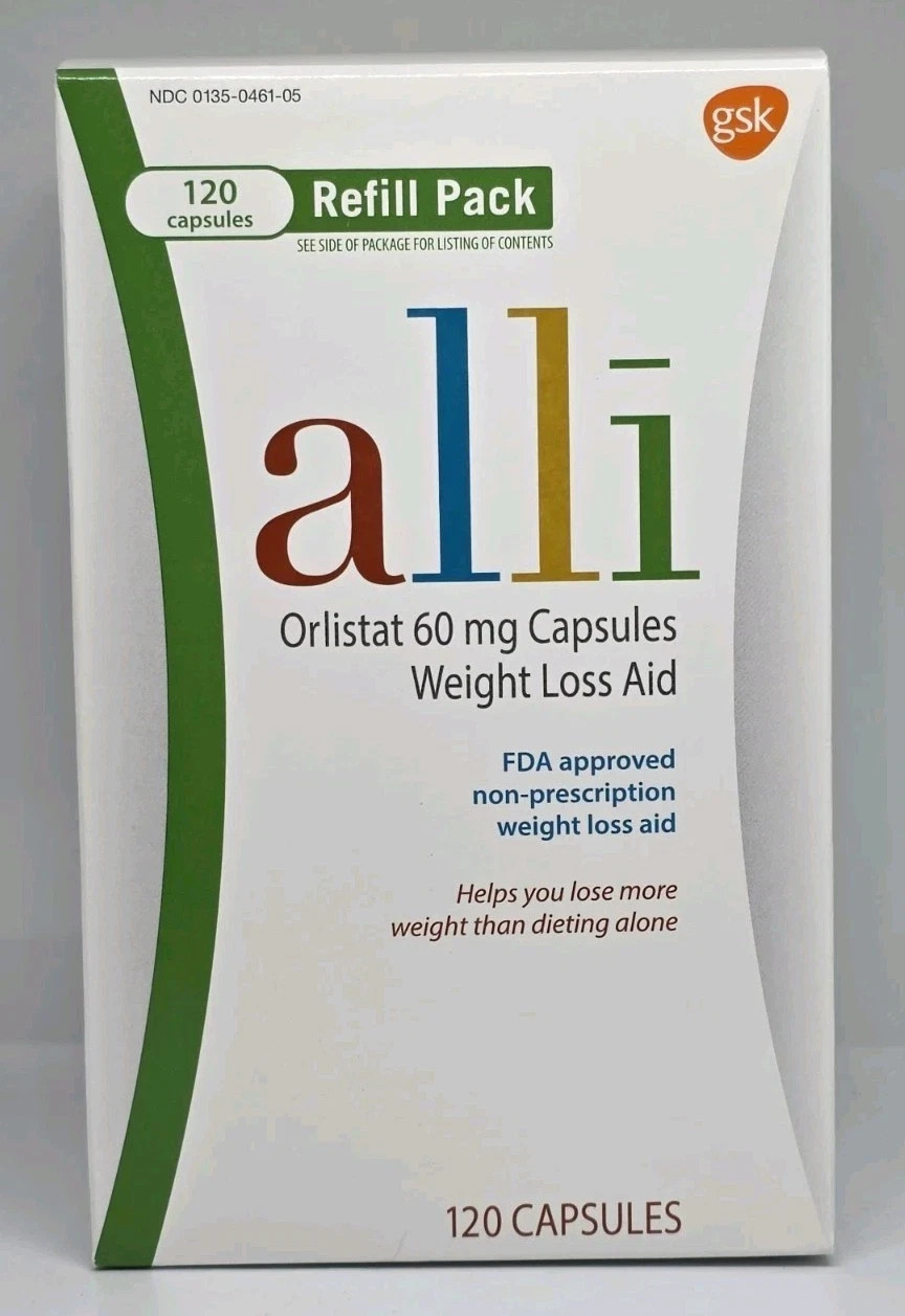 A l l i Orlistat 60 mg Weight Loss Aid 120 Capsules Refill Pack New 04/2027